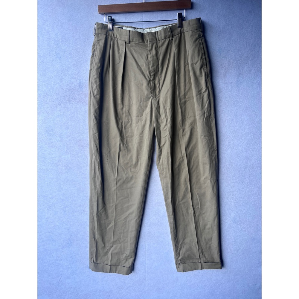 Polo Ralph Lauren Mens 34x32 Khaki Pleated Cuffed Chino Pants Tan 4826225RG